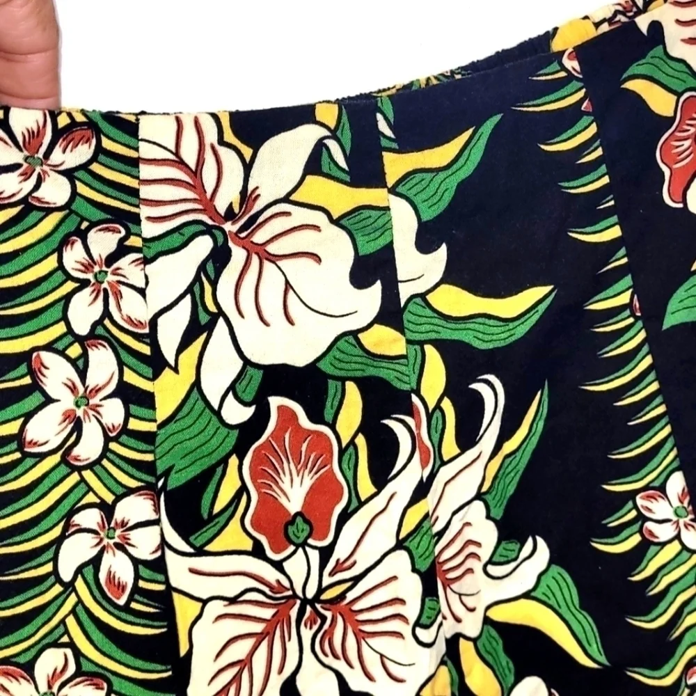 Pau Hana Hawaii Black Floral Matching Shirt And Short Hawaiian Outfit Size M